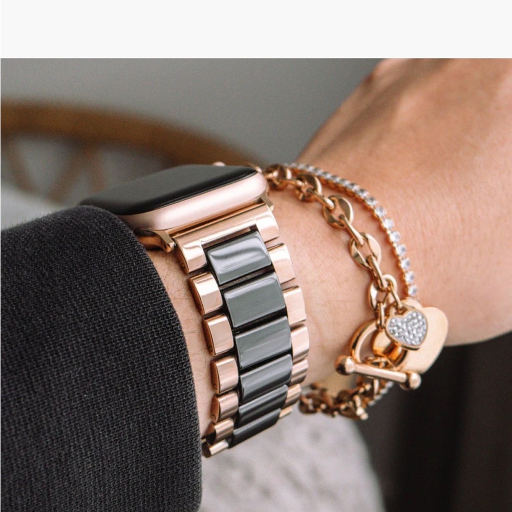 BRAND NEW~Metal Rose Gold and Black Watchband for Apple Watch